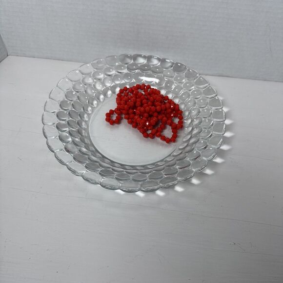 Vintage Clear Bubble Glass Round 8.75" Bowl Dish Bubble - Picture 2 of 9